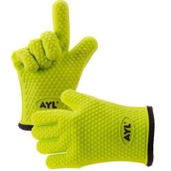 Ayl Silicone Cooking Gloves - Heat Resistant Oven Mitt For Grilling Bbq Kitchen - Safe Handling Of Pots And Pans - Cooking & Baking