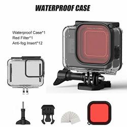 Headytidy Accessories Kit For Gopro Hero 8 Black Bundle Includes Waterproof + Red Filter + Anti-fog Insert Housing Upgrade Rubber Material Camera Protective Shell Protector For Gopro Hero 8