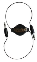 Readyplug Retractable 3.5MM Audio Cable For: Earamble Wireless Speaker BQ-615S Line In aux Jack M m Black 2.5 Feet