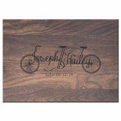 Froolu Monogram Bicycle Big Wooden Cutting Board For Couples Names Engraved Housewarming Gifts
