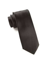 The Tie Bar 100% Silk Black Solid Satin Skinny Tie