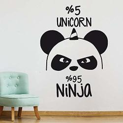 Funny Panda Bear Ninja Nursery Unicorn Wall Stickers Kids Room Japanese Culture Vinyl Wall Decals