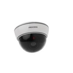 Realistic Looking Dummy Security Cctv Camera With Flashing Red LED Light White
