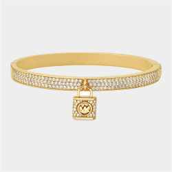 Metallic Muse Collection Gold Plated Cubic Zirconia Charm Bangle Bracelet