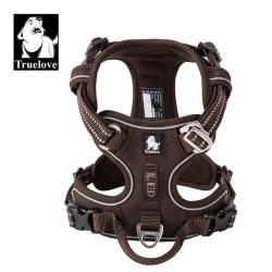 Pet Reflective Nylon Dog Harness No Pull Adjustable Medium Large Naughty Dog Vest Safety Vehicular Lead Walking Running - Brown XL
