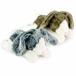 Giftable World Metropawlin Pet 9" Plush Pet Toy 2 Assorted Lying Bunny With Squeaker And Crinkle Ears