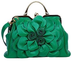 Heysun Womens Top Handle Handbag Stylish Floral Designer Cross Body Satchel Tote Bags Dark Green