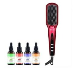 Portable Fast Hair Straightening Brush Comb - Red