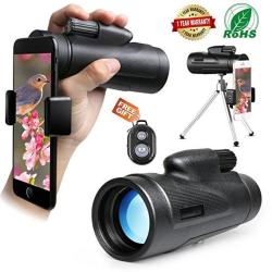 Miya Monocular Telescope High Power 12X50 Dual Focus Low Night Vision Waterproof Monoculars Scope For Adults Compact With Cell Phone Bird Watching Hunting Camping