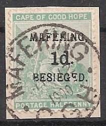 Mafeking 1900 1d On Halfd Cape Of Good Hope Very Fine Used On Piece