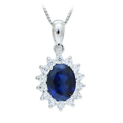 Top Quality Elegant Solid 925 Silver "sapphire" Qz With 41cm Silver Chain