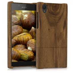 Kwmobile Natural Wood Case For The Sony Xperia L1 In Walnut Dark Brown