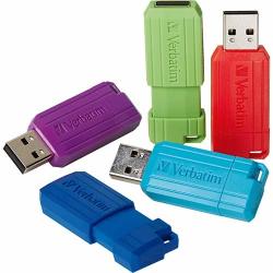 Verbatim 32GB Pinstripe USB 2.0 Flash Drive - 32 Gb - USB 2.0 - Blue Green Red Purple Teal - 5PACK