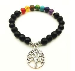 Crystal Rock 7 Chakra Healing Reiki Tree Of Life Bracelet