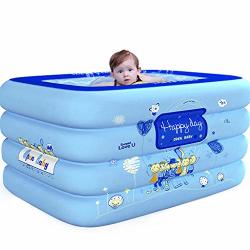 Transser Inflatable Pool - Baby Swimming Pool Rectangular Durable Portable Outdoor Indoor Children Basin Bathtub For Kids Infant Toddler Age 3+ 55.1 41.3 29.5 Inch Shipping
