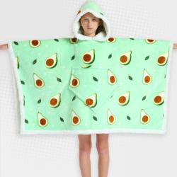 Kids 2 In 1 Avocado Hooded Poncho Blanket