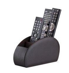 Remote Control Holder By Connected Essentials - Brown Tv Remote Caddy Organizer With 5 Spacious Compartments