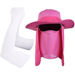 Fishing Hat With 2 Pairs Sun Protection Sleeves Aniwon Summer Outdoor Sun Protection Fishing Cap With 2 Pairs Sports Cooling Arm Sleeves Red Sun