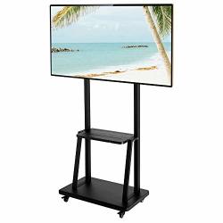 Ssline Mobile Tv Stand For 40-80" Flat Screen Tvs Rolling Tv Cart On Wheels Height Adjustable Floor Stand Tv Console Trolley With Mount Plasma