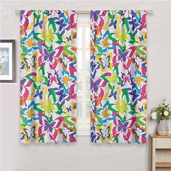Jinguizi Butterfly Curtain Holdback Different Sized Butterfly Silhouettes Sense Of Change Movement Lifestyle Art Kids Room Decor Multicolor 55 X 40 Inch