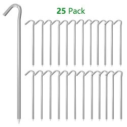 Ouyi 9 Inch 25 Piece Galvanized Steel Tent Pegs Garden Stakes 6GA Tent Stakes For Outdoor Camping