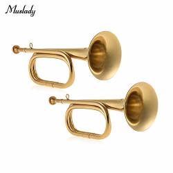 Bugle Brass B Flat Cavalry Horn Trumpet With Mouthpiece Gold 2PCS Pack