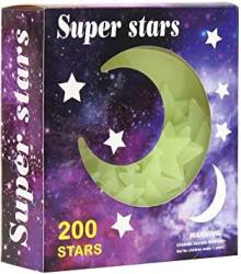 Glow In The Dark Stars And Moon For Ceiling 3D Plastic Lunimous Galaxy Wall Stars And Moon Removable Ceiling Decors Of 200 Stars And