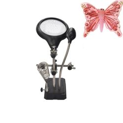 Desktop LED Lighted Magnifying Glass Soldering Stand With Butterfly Craft