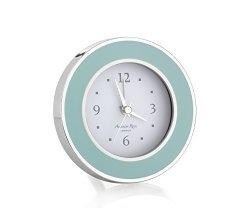 Light Blue & Silver Enamel Round Alarm Clock