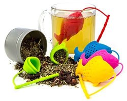 Silicone Tea Infuser Reusable Bpa-free Cute Animal Eco-friendly Strainer Set Of 5 Pcs Colors Fish Loose Leaf Tea Steeper Heat Resistant Up To 480F