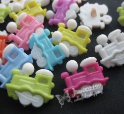 Plastic Buttons 10 Pcs. Train Painting Sewing Buttons Scrapbooking