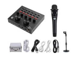 V8 Sound Card Microphone And Stand Full Kit