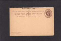 Cape Of Good Hope : Southern Rhodesia Overprinted Mashonaland New Postage Paid Card.