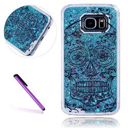Samsung Galaxy S6 Case Leeco Samsung Galaxy S6 Case Glitter Flowing Liquid Floating Moving Hard Protective Case Cover For Samsung Galaxy S6 Blue Liquid-skull