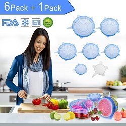 Silicone Stretch Lids Bpa Free Reusable 7 Pack Silicon Lids Overs Food Saver Covers Various Sizes For Keeping Food Fresh Bowls Bottles Pots Cans