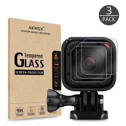 Pack Of 3 Tempered Glass Screen Protector For Gopro Hero 4 Session Hero 5 Session Akwox 0.3MM 9H Hard Scratch-resistant Camera Lens Film For