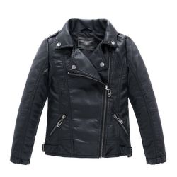 Winter Girls Pu Leather Jacket - Black 4t
