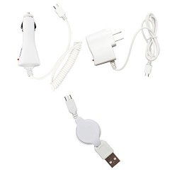 Fenzer White Home Wall Travel Auto Car Retractable Data Sync Micro USB Charger Cable For Samsung Galaxy Core Prime