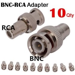 Komingo Sold 10 Qty Pack Rca Femal Plug To Bnc Male Jack Converter Adapter Antenna Connector For Bnc Monitors Multiplexers Quad Processors And Dvr Inputs