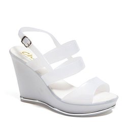 Lady Couture Women's Platform Jelly Wedge Spain White 40