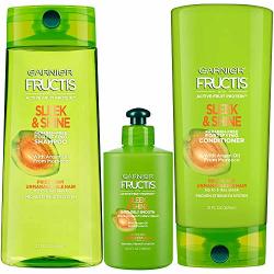 Garnier Fructis Sleek & Shine 3-PIECE Set Shampoo Conditioner & Leave-in Cream