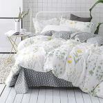 Floral Cottonight Duvet Cover Queen Green Leaves Bedding Set Girls