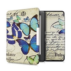 Kwmobile Elegant Synthetic Leather Case For The Kobo Glo HD N437 Touch 2.0 Design Butterflies Vintage In Blue Mint Beige