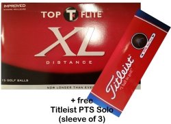 Top T Flite Xl Distance Golf Balls Box Of 15 + : Titleist Pts Solo Sleeve Of 3
