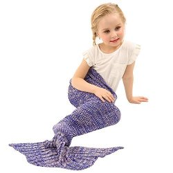 Arshiner Mermaid Tail Blanket Crochet And Mermaid Blanket For Kids Children Super Soft All Seasons Sleeping Blankets 31.5"X26.4" Purple
