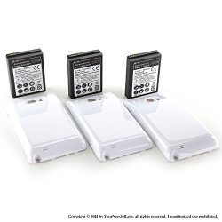 YN4L 3 X 5000MAH Extended Batteries For Samsung Galaxy Note GT-N7000 I9220 Int'l Models With White Extended Back Cover