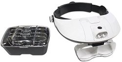 Hawk Opticals Illuminated Head Magnifier With 5 Interchangeable Lenses From 1.0 To 3.5X: MG-09008
