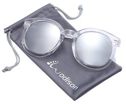 Wodison Womens UV400 Protected Classic Mirrored Lens Clear Frame Sunglasses Silver Lens