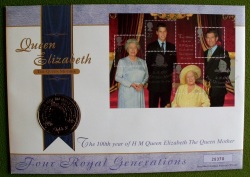 Coin stamps Great Britain Qe2 100th Birthday 2000 5 Pound Proof