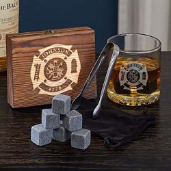 Fire & Rescue Engraved Whiskey Glass Firefighter Gift Set Personalized Product
